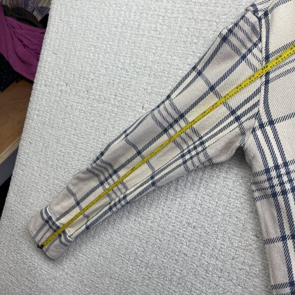 DJAB Simons Button Up Heavy Camp Overshirt Men Sz L Off-White / Blue Plaid Y2K - Picture 9 of 13